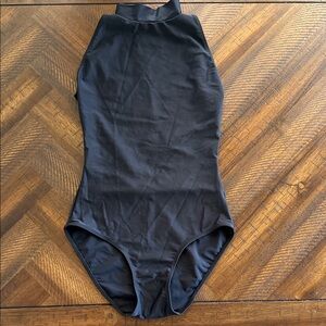 Ballet Ross Black High full Lace Back Leotard.